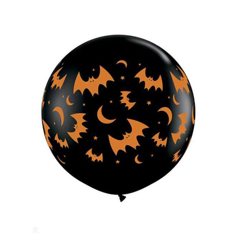 Jumbo Round Halloween Flying Bats & Moons Latex Balloon
