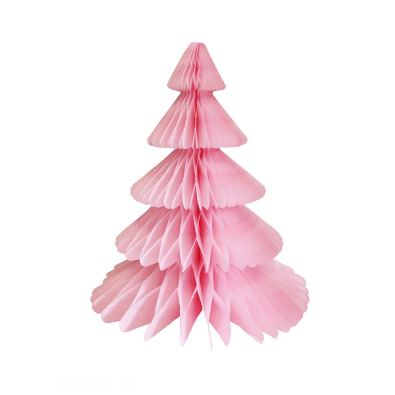 Light Pink Honeycomb Paper Christmas Tree – Large