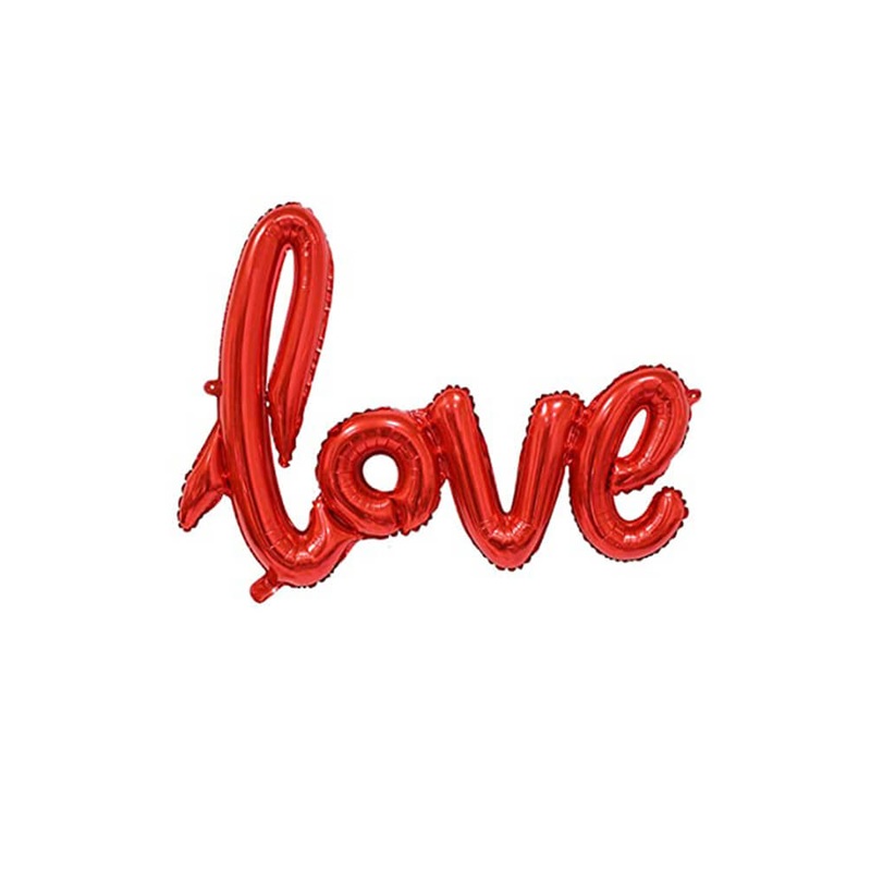 Red Love Script Foil Balloon