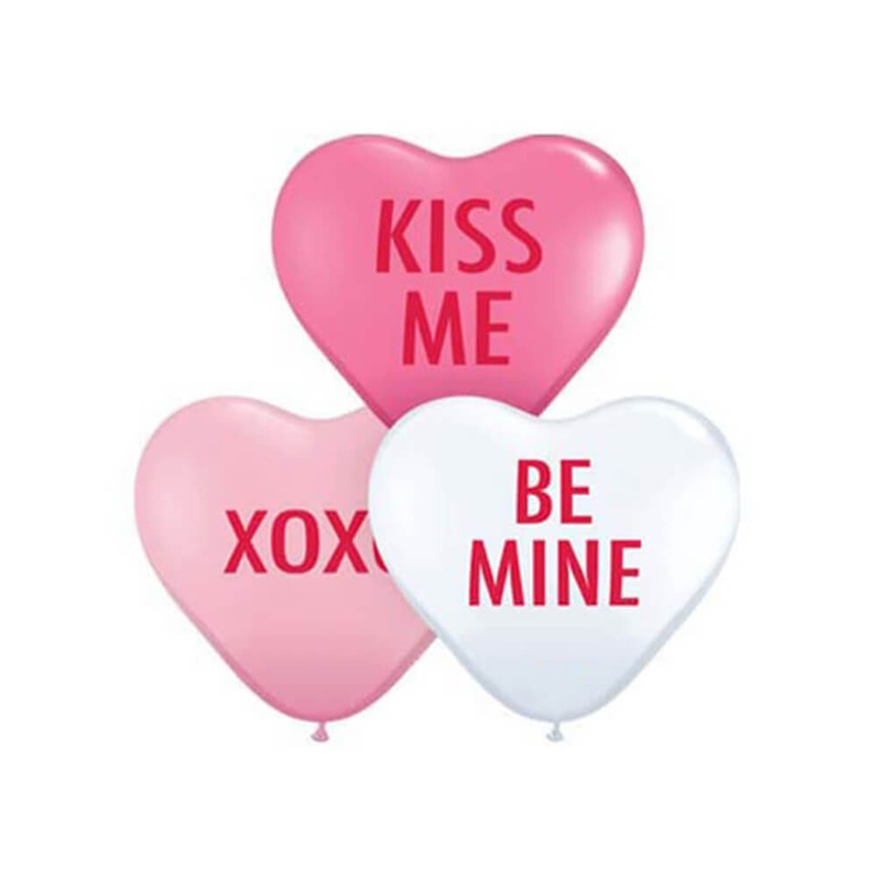 Large Conversation Heart Shaped Latex Balloon Mix