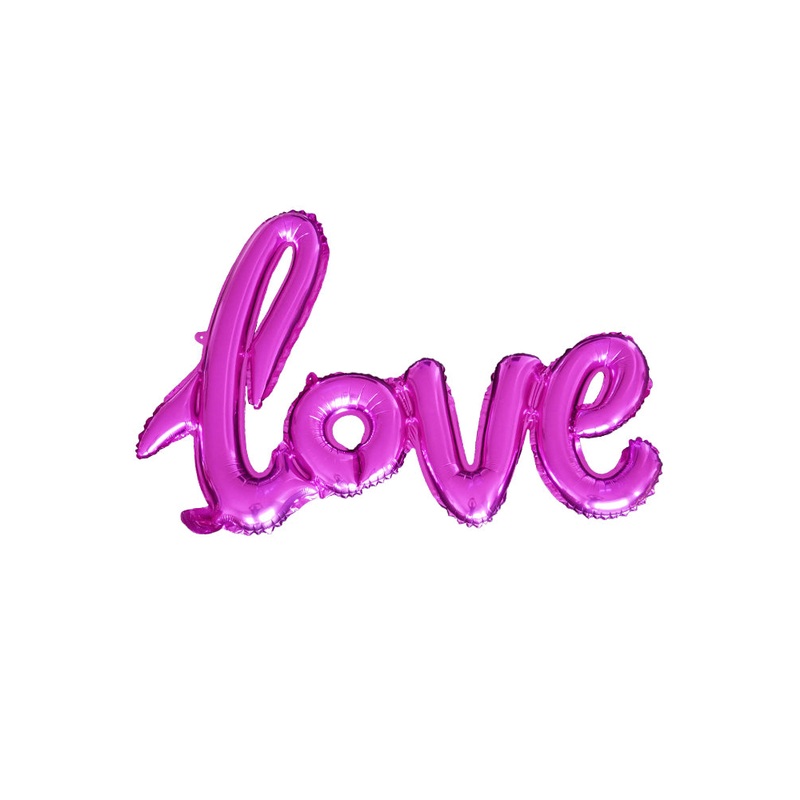 Pink Love Script Foil Balloon