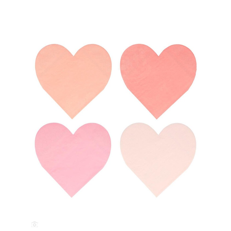 Pink Tone Large Heart Napkins (Set of 20)