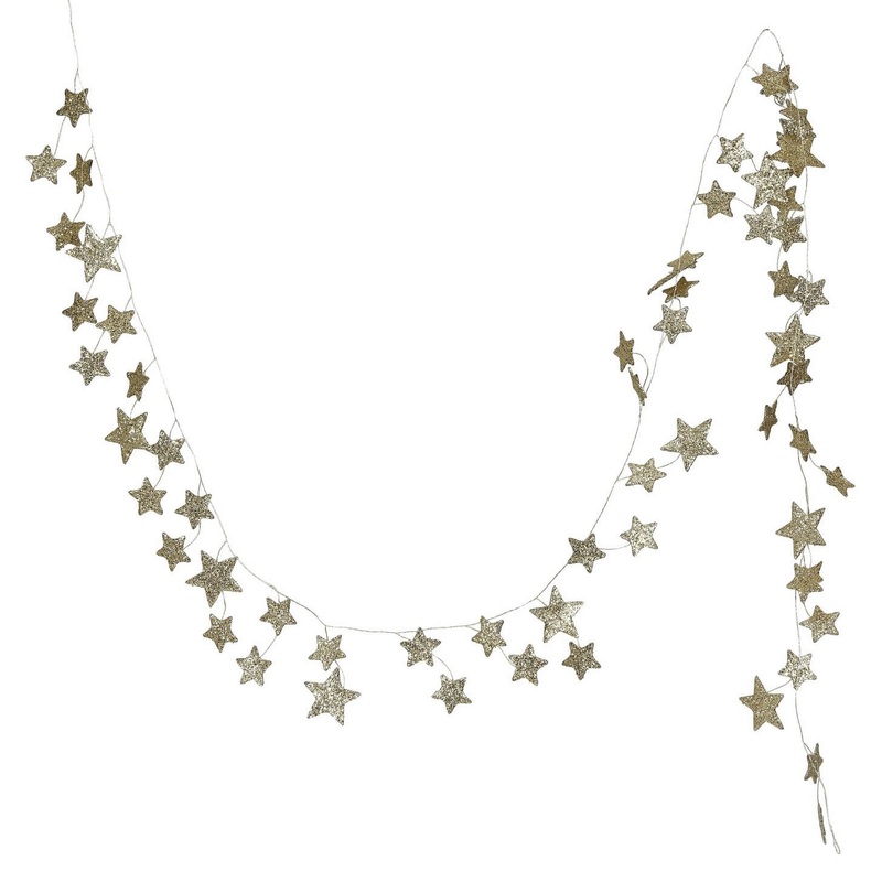 72″ Gold Glittered Paper Star Garland