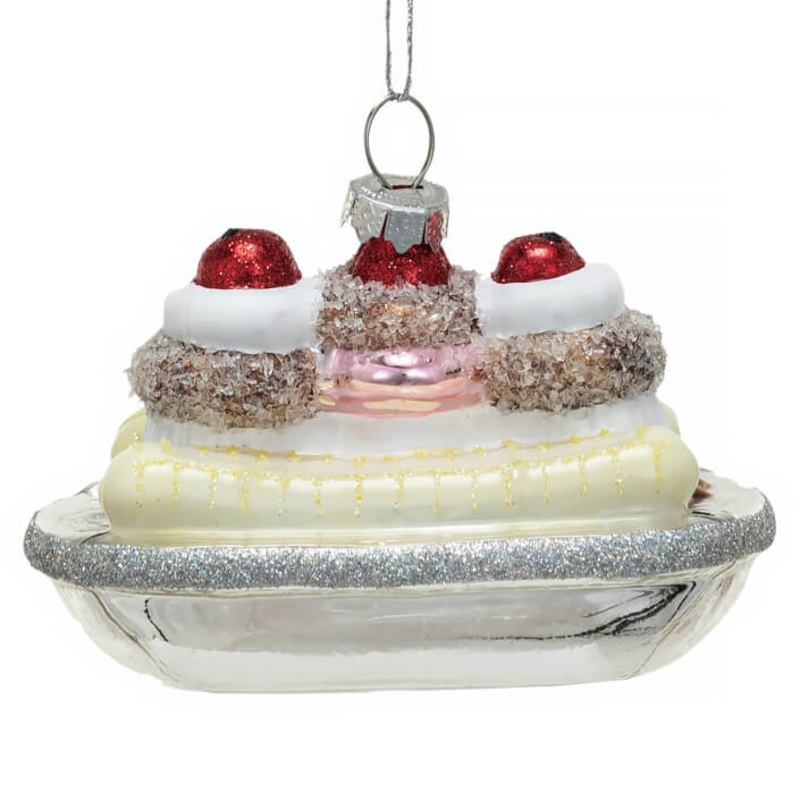 Glass Banana Split Ornament