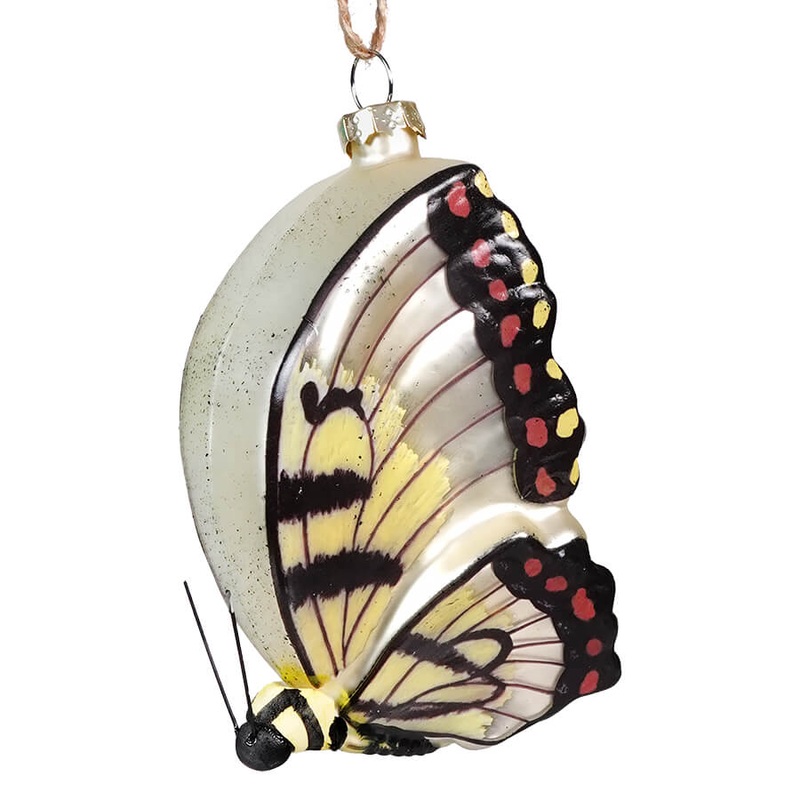 Hand-Painted Glass Butterfly Ornament
