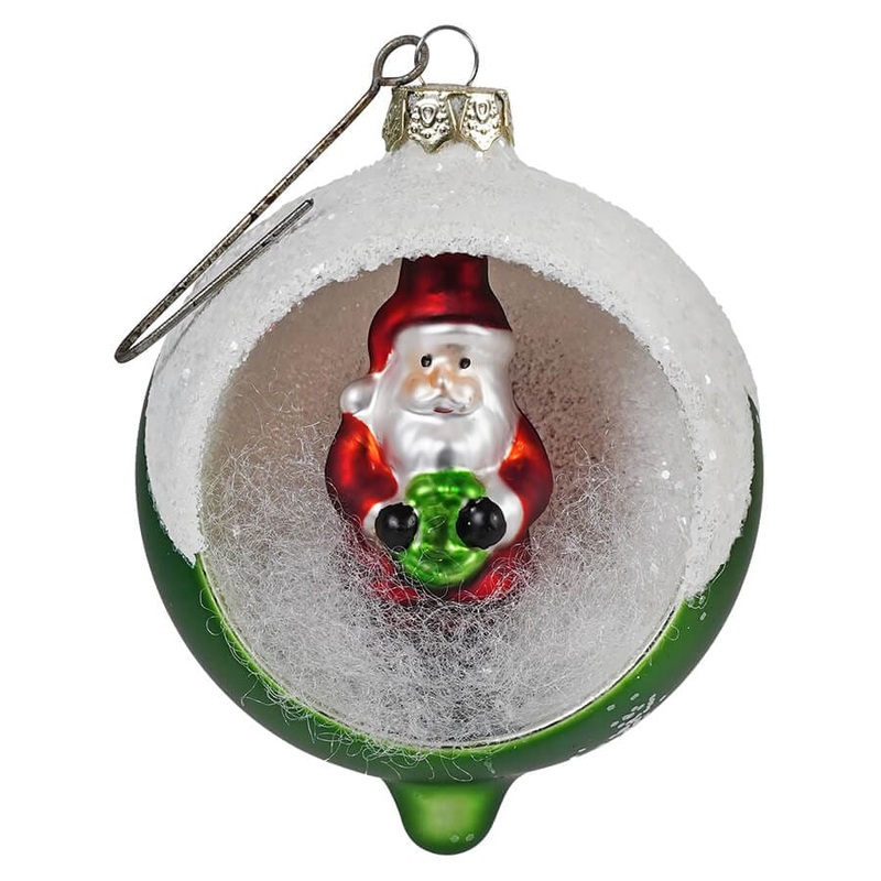 Retro Green Santa Indent Ornament