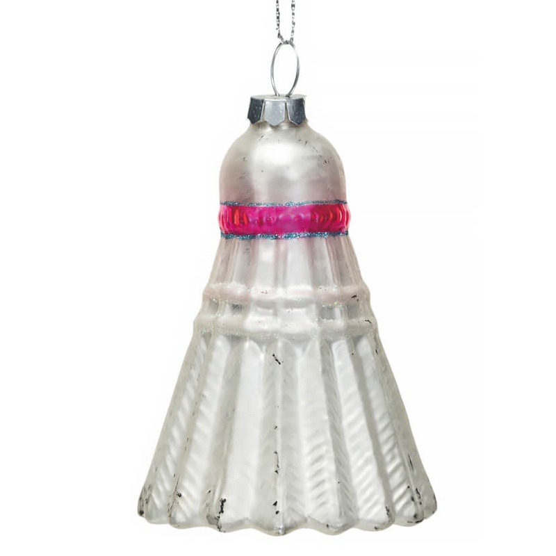 White & Pink Badminton Ornament