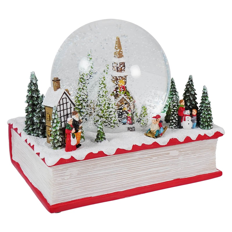 Winter Church Musical Water Globe on Book