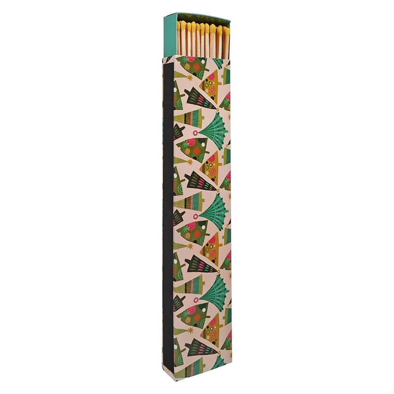 11.5″ Long Safety Matches In Matchbox With Christmas Trees
