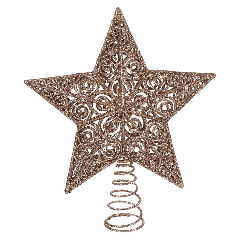 12″ Champagne Glittered 3D Star Tree Topper
