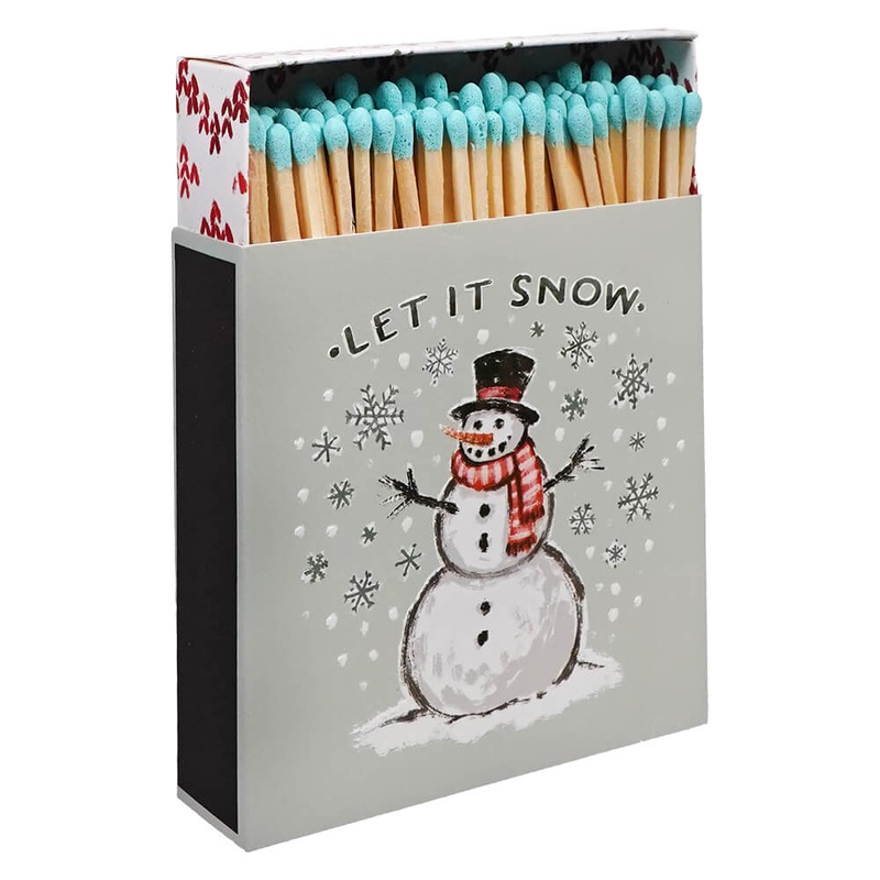 4.25″ Long Safety Matches In Embossed “Let It Snow” Snowman Matchbox