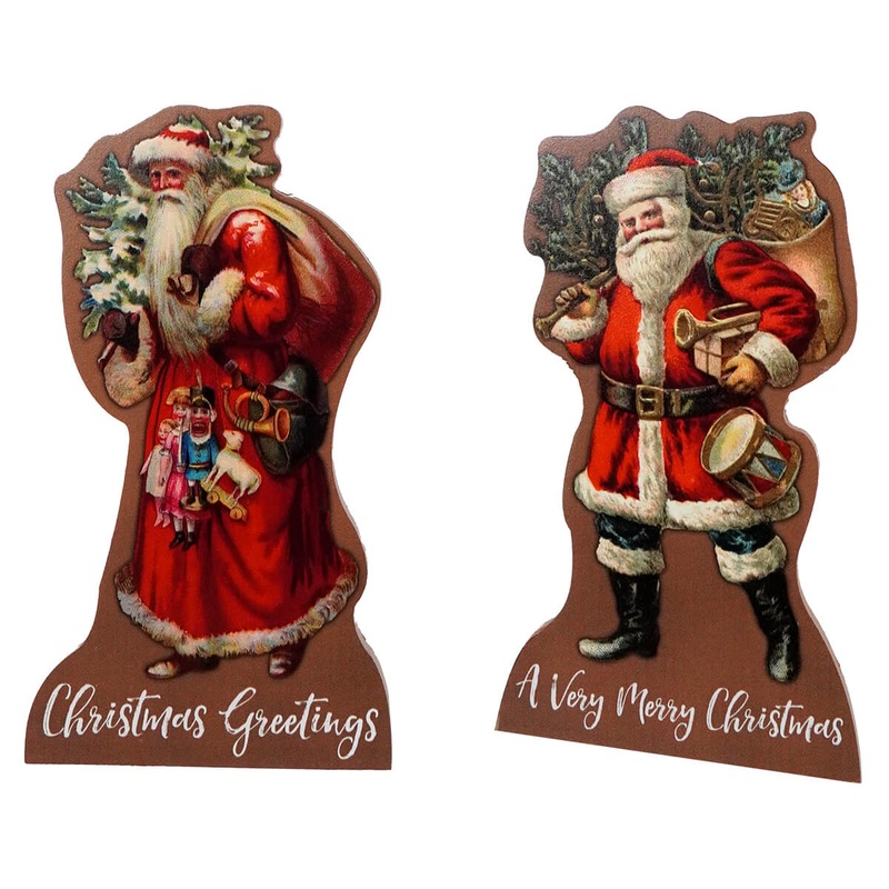 9″ Vintage Standing Santa Dummy Boards Set/2