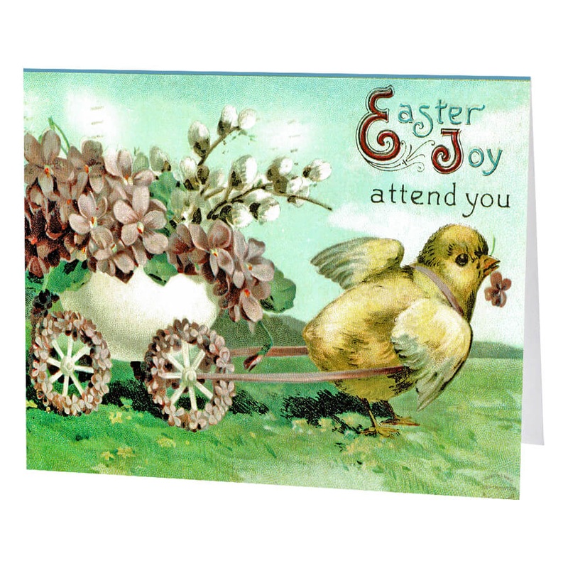 Chick Pulling Cart Set/5 Greeting Cards Glossy