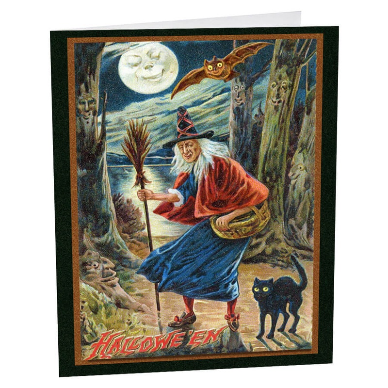 Vintage Witch Set/5 Greeting Cards Glossy