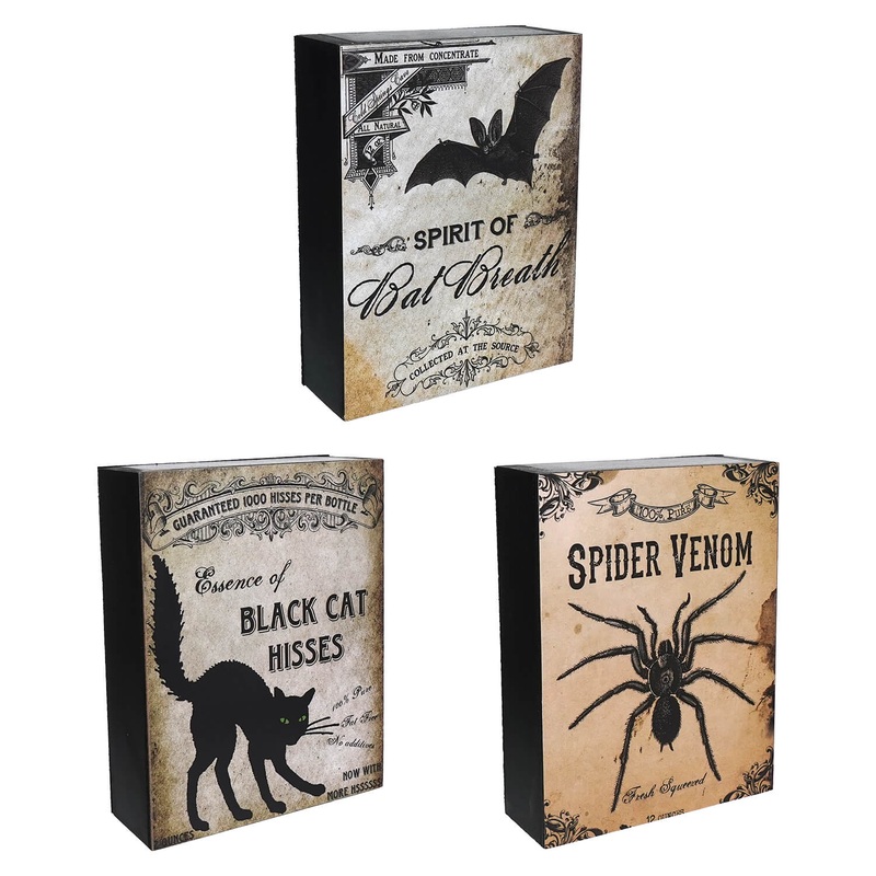 Wood Spider, Black Cat & Bat Halloween Design Blocks Set/3