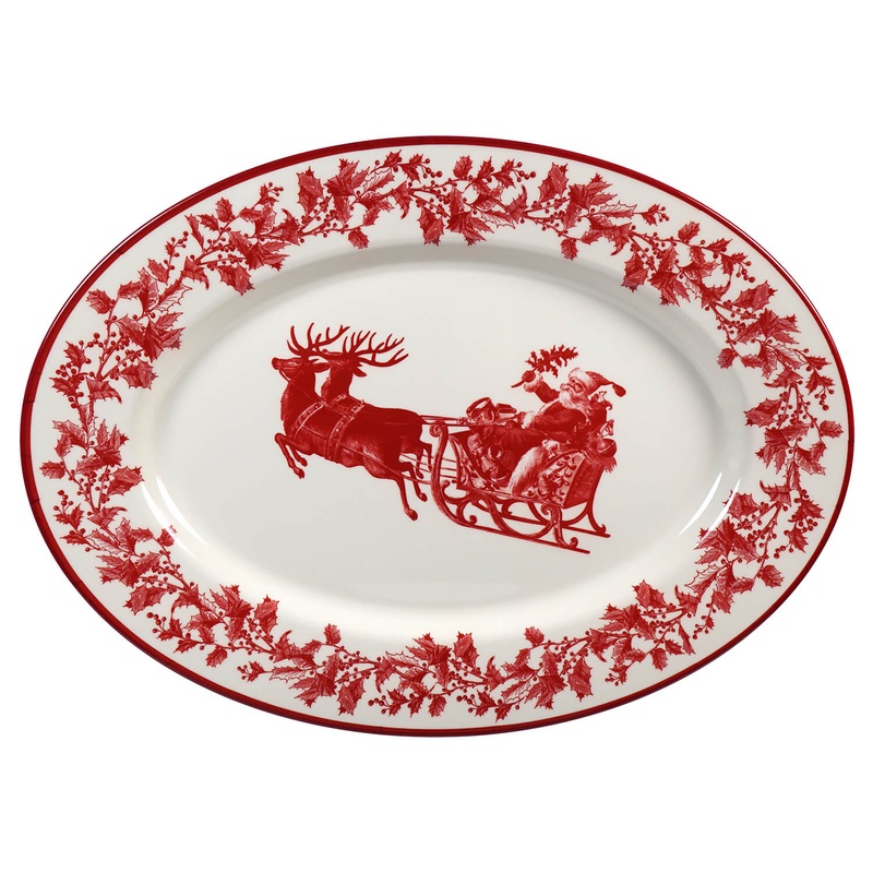 17″ Yuletide Santa “Enamel” Melamine Oval Platter