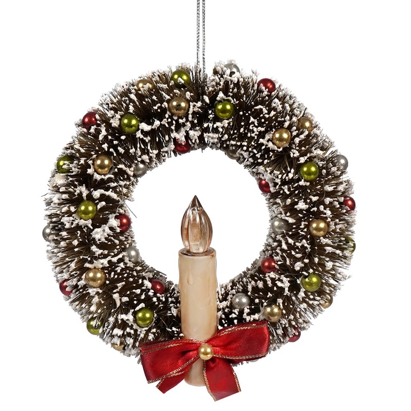 6.5″ Bottle Brush Wreath With Candle