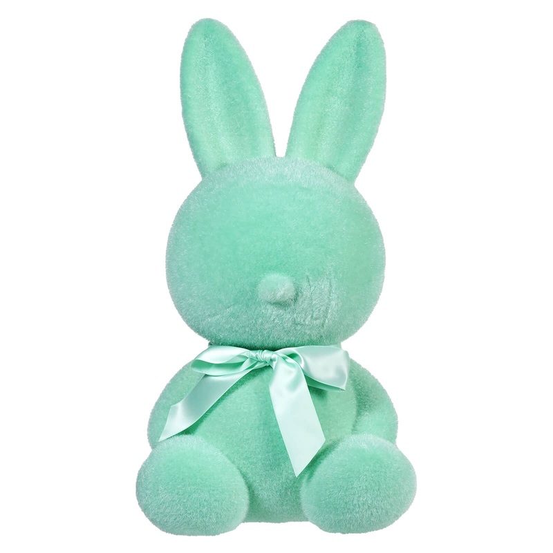 20″ Large Flocked Aqua Sitting Bunny