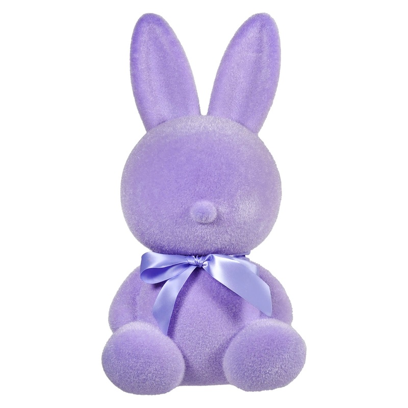 20″ Large Flocked Purple Sitting Bunny