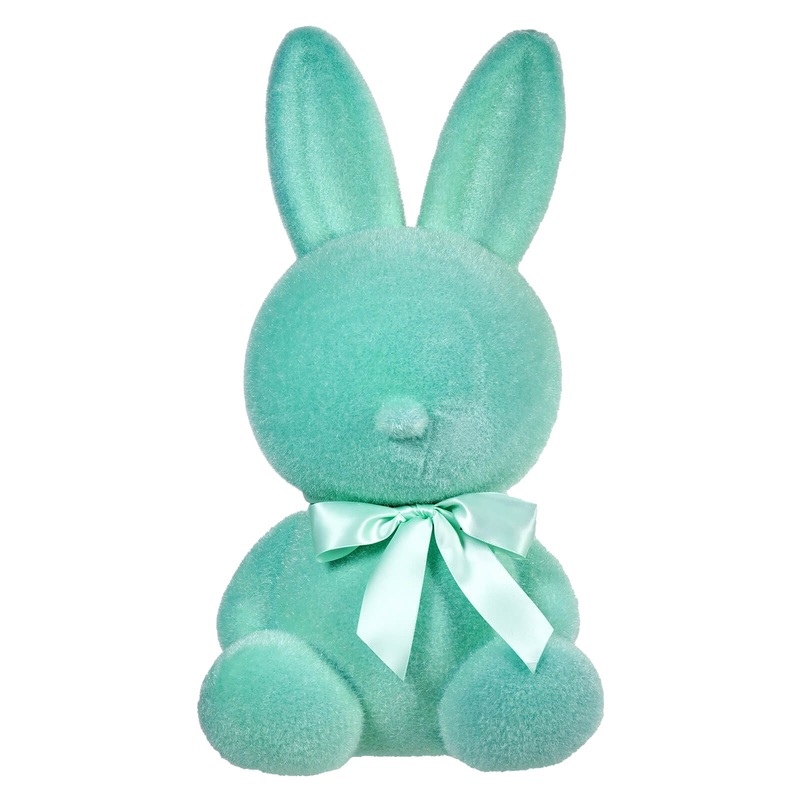 20″ Large Flocked Teal Sitting Bunny