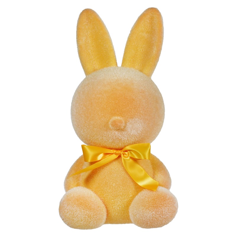 20″ Large Flocked Yellow Sitting Bunny