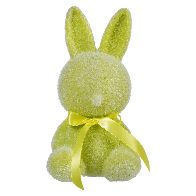 7″ Flocked Sitting Green Bunny