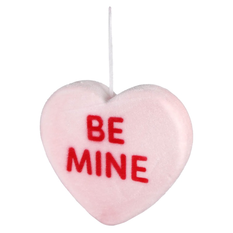 “BE MINE” Large Flocked Light Pink Conversation Heart