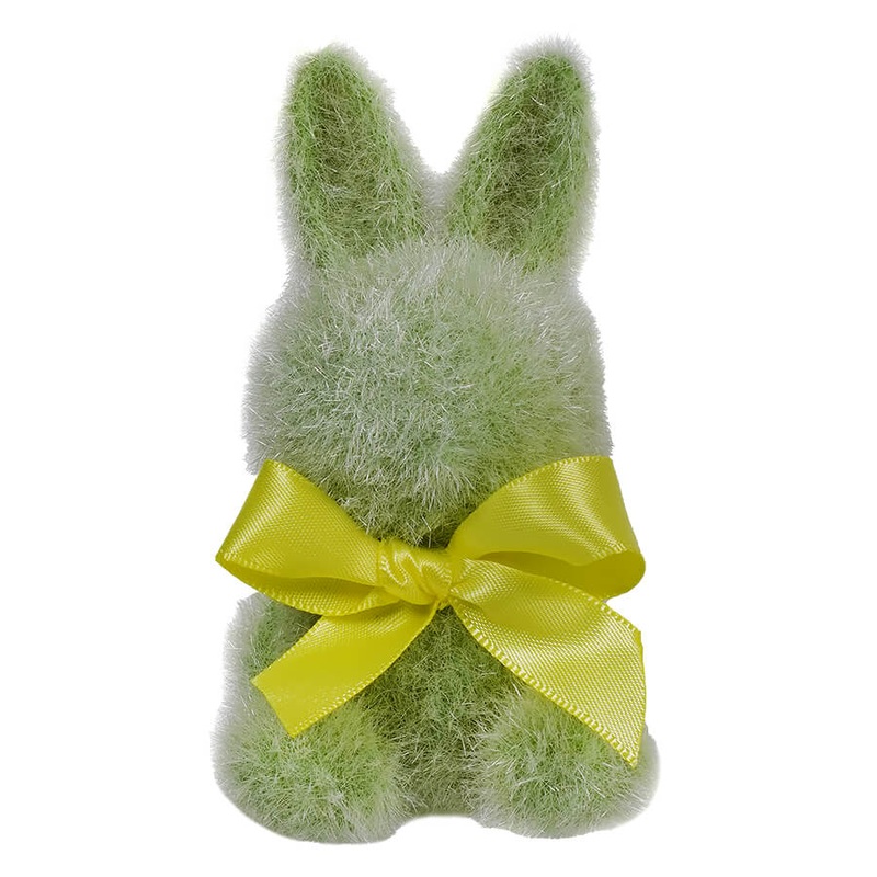 Small Green Flocked Sitting Bunny
