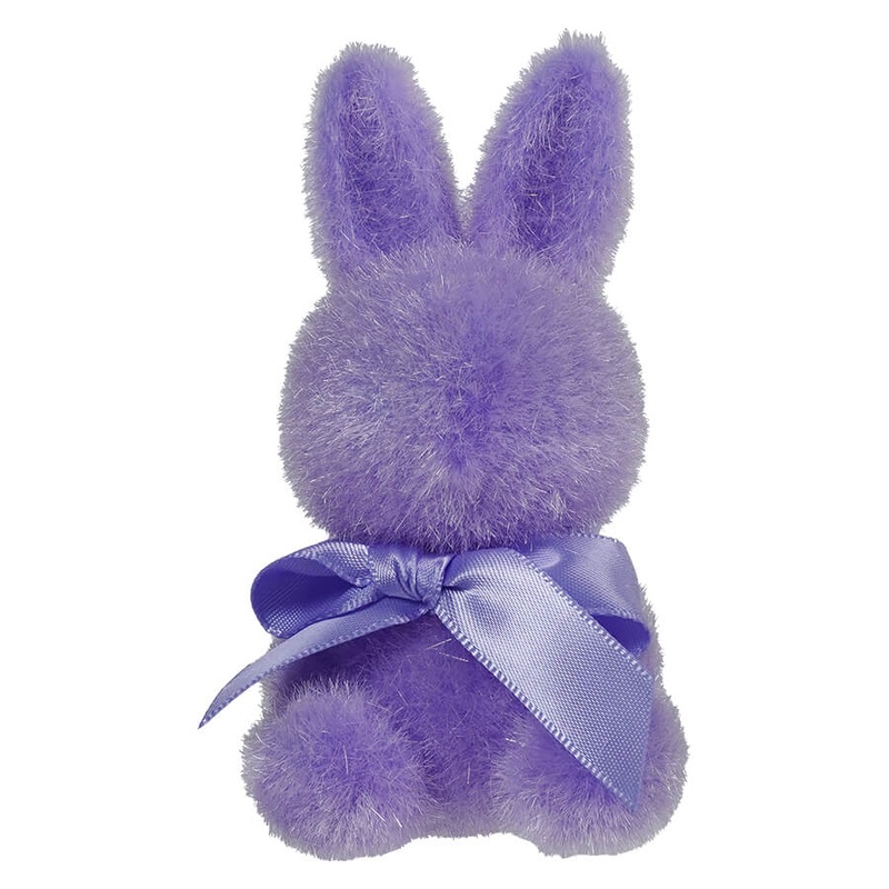 Small Purple Flocked Sitting Bunny