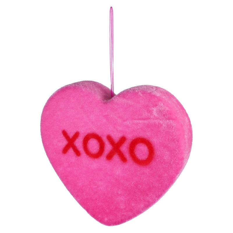 “XOXO” Large Flocked Hot Pink Conversation Heart