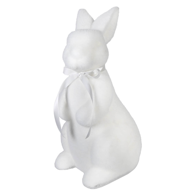 15″ Standing Flocked Cream Easter Bunny