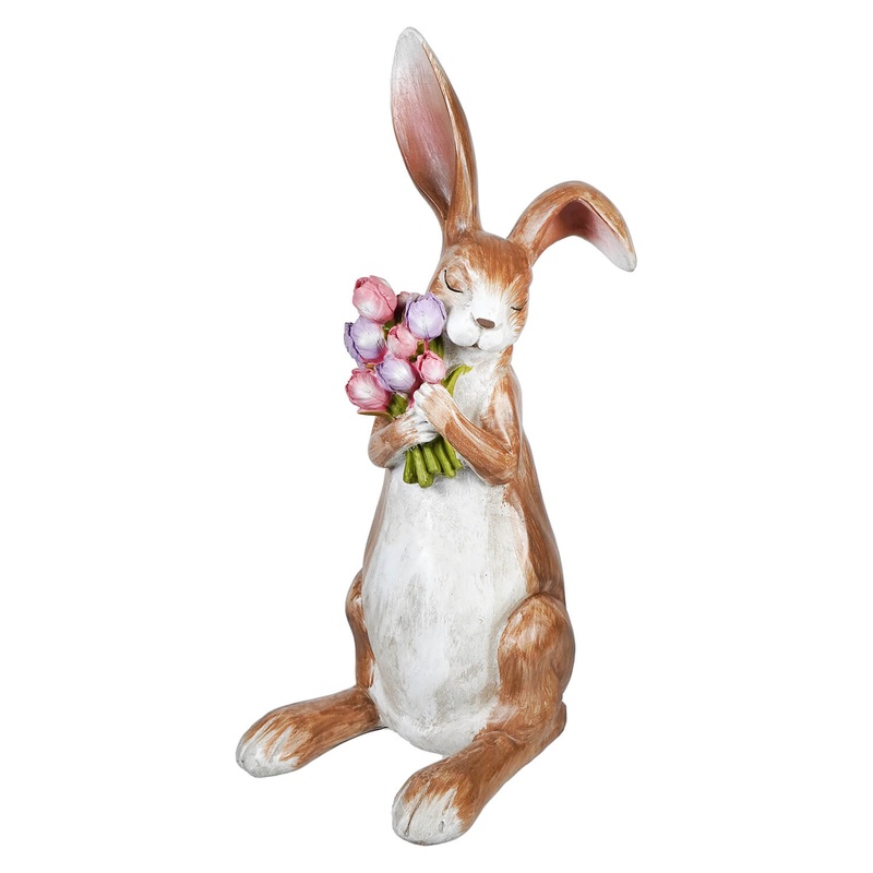 16″ Serene Brown Bunny Clutching Spring Floral Bouquet