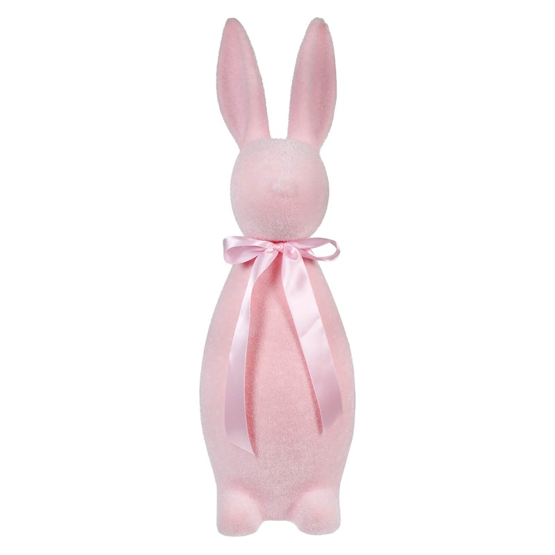 27.5″ Large Pale Pink Flocked Bunny