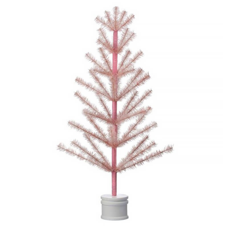 36″ Blush Pink Spring Feather Tree With White Wood Base