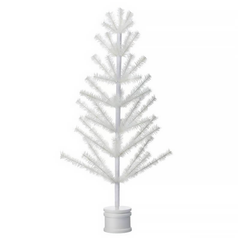 36″ Ivory Feather Tree With White Wood Base