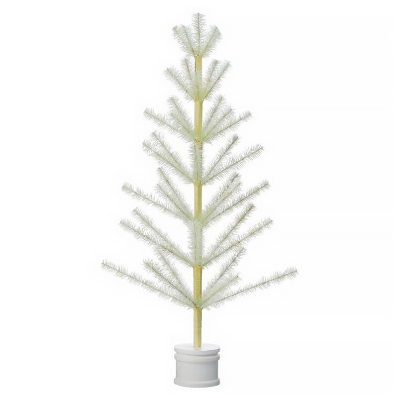 36″ Mint Green Spring Feather Tree With White Wood Base