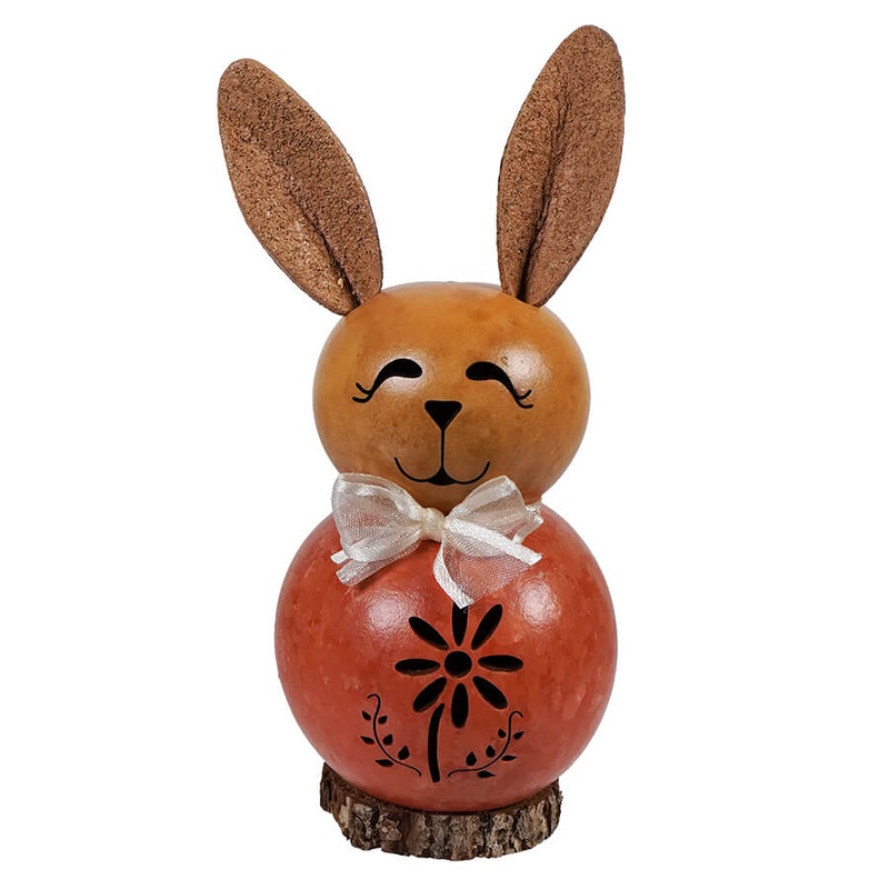 Tiny Orange Willow Bunny Gourd With Flower Cutout