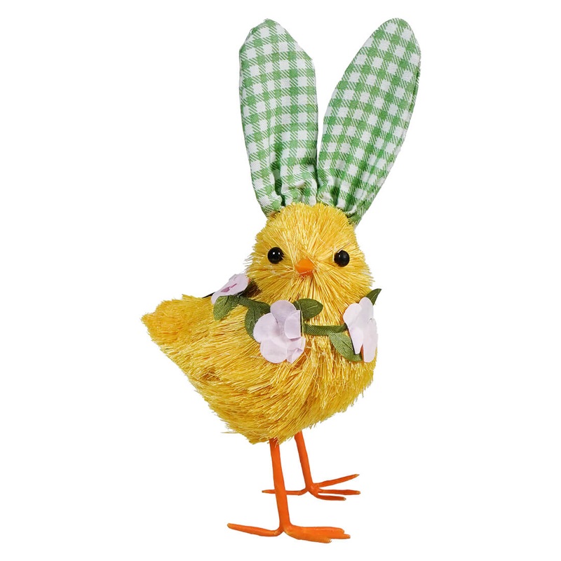 Yellow Chick With Green Gingham Bunny Ears