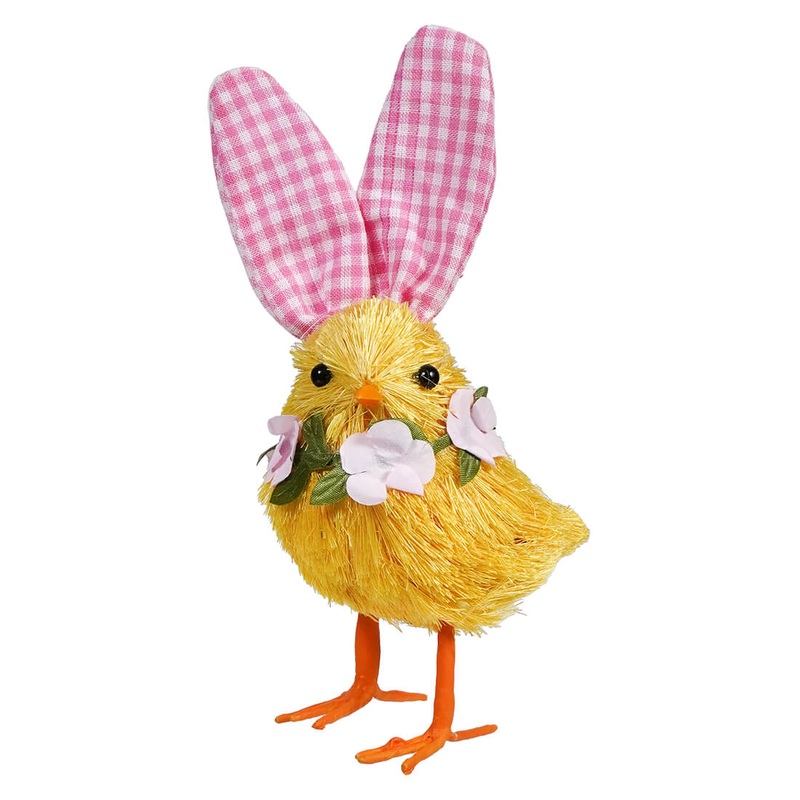 Yellow Chick With Pink Gingham Bunny Ears