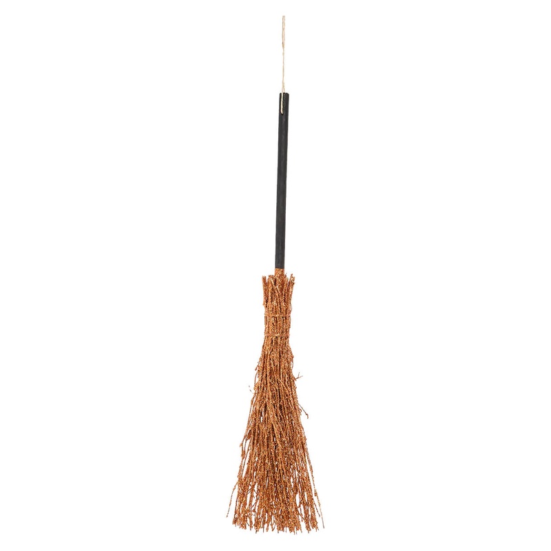 Witchy Orange Glitter Broom