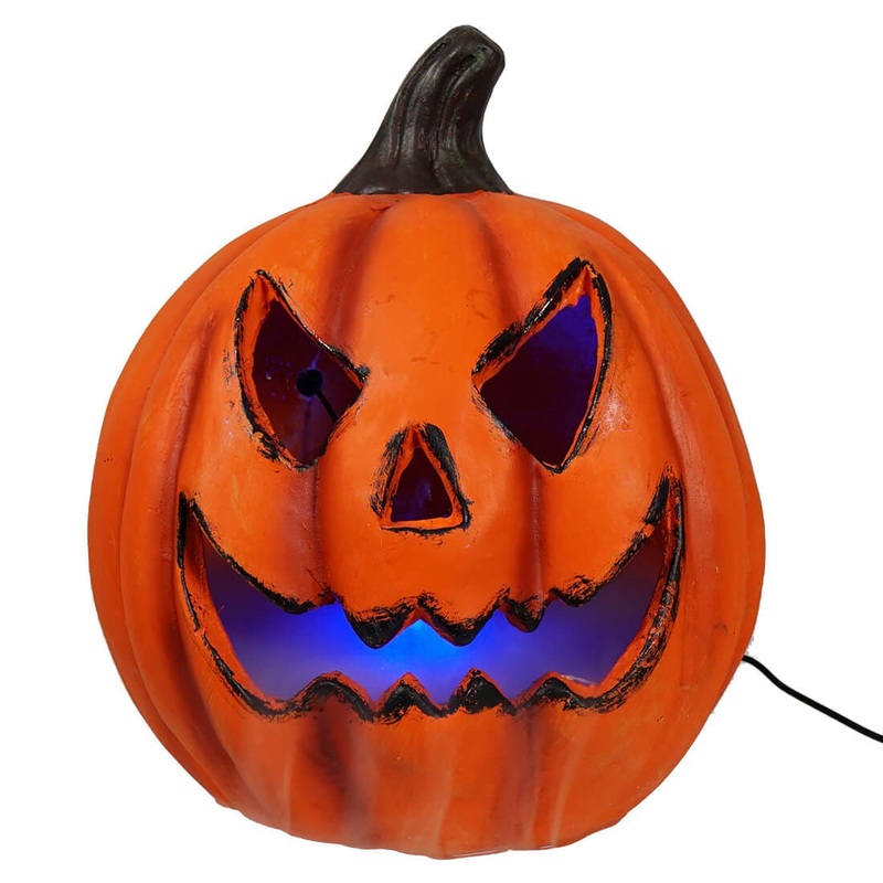 14″ Lighted Sinister Magnesium Smoking Halloween Pumpkin