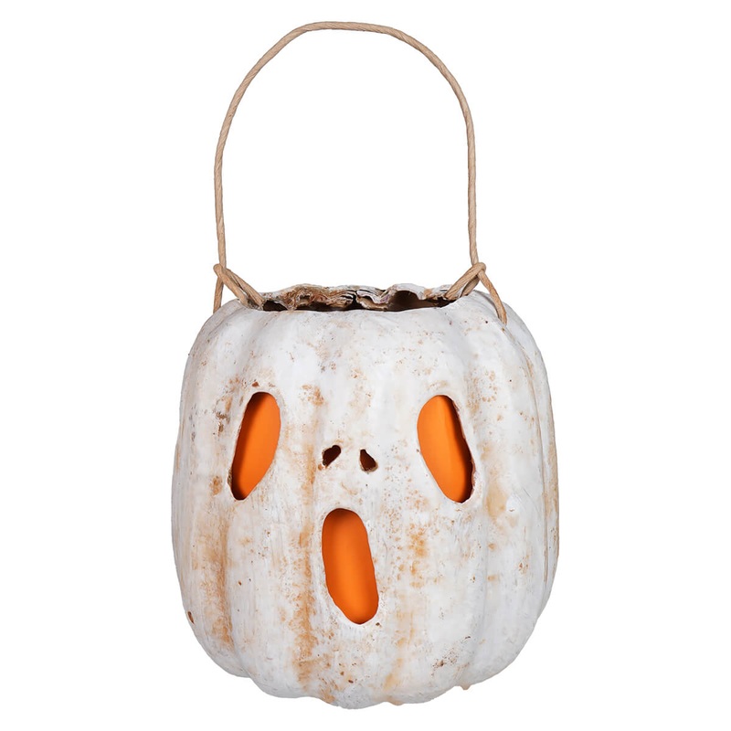 White Ghost Face Pumpkin Bucket