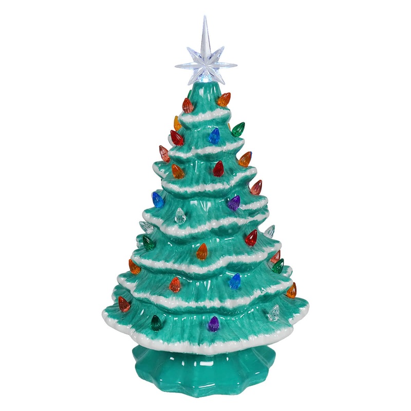 14.5″ Large Lighted Blue Ceramic Christmas Tree
