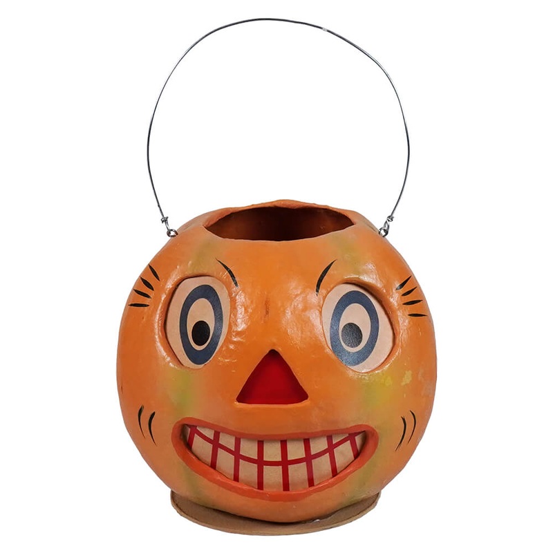 Vintage Striped Pumpkin Bucket