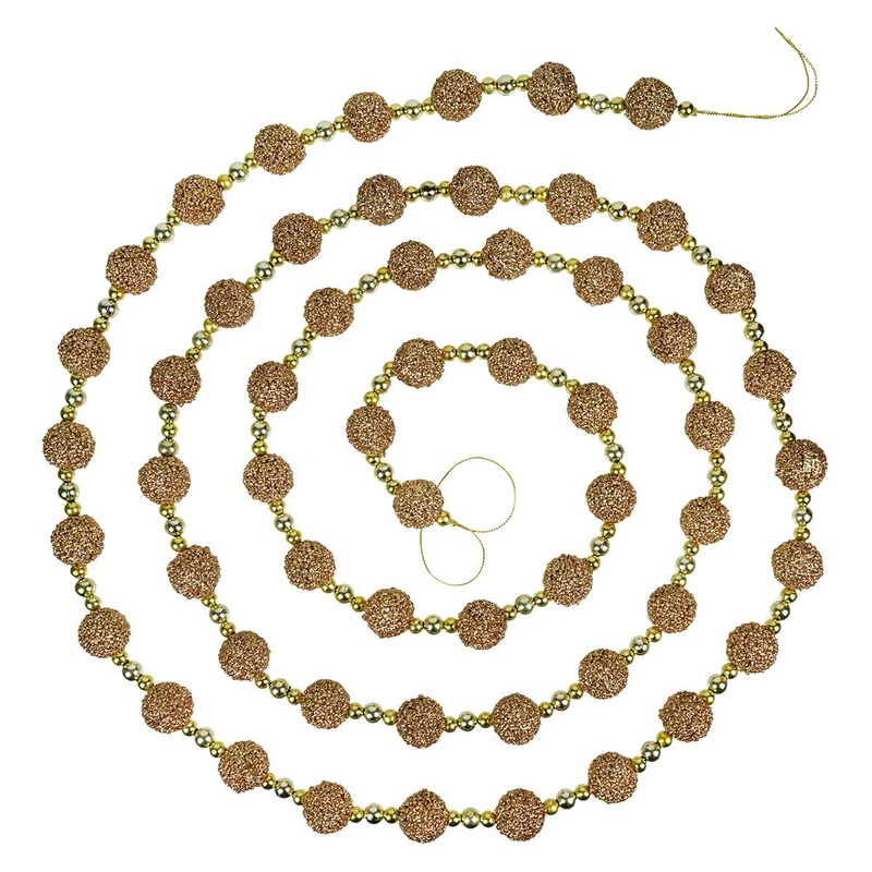 9ft Brown & Gold Glitter Ball Garland
