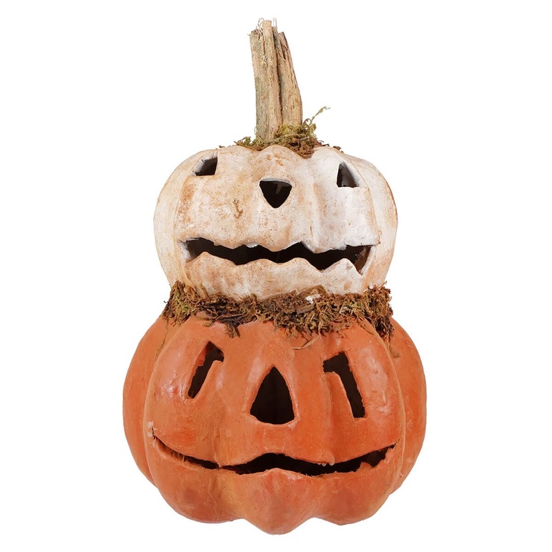 White & Orange Two Layered Carved Pumpkin
