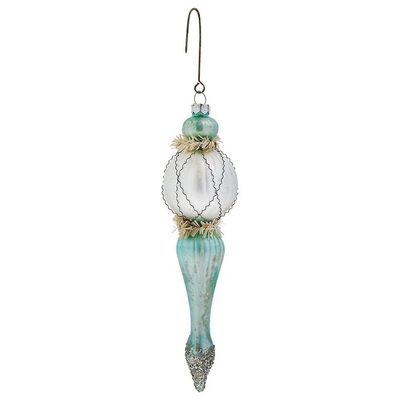 Aqua Icicle Finial Ornament