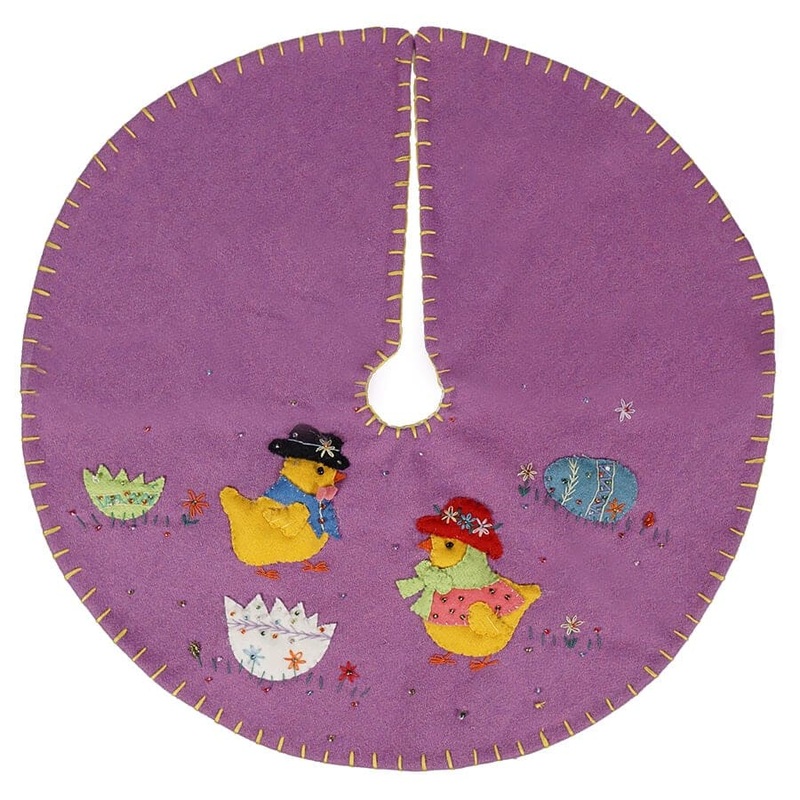 Purple Chick’s With Eggs Tree Skirt