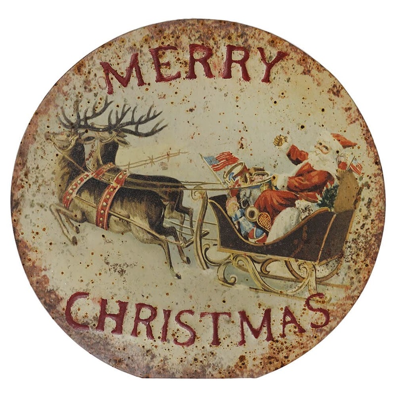 18″ Metal Santa & Sleigh Sign