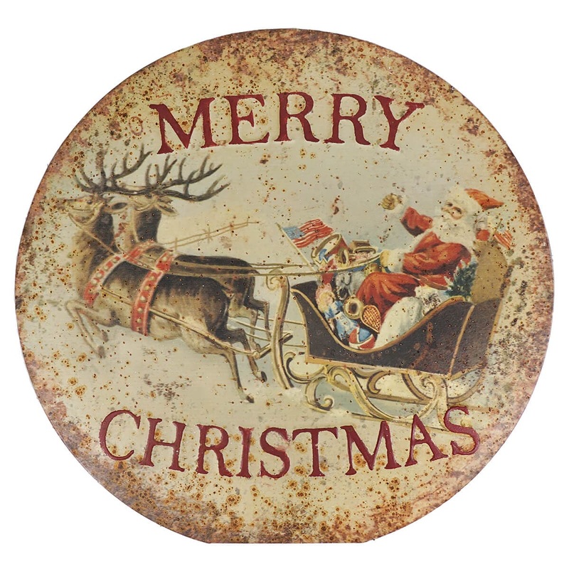 28″ Metal Santa & Sleigh Sign